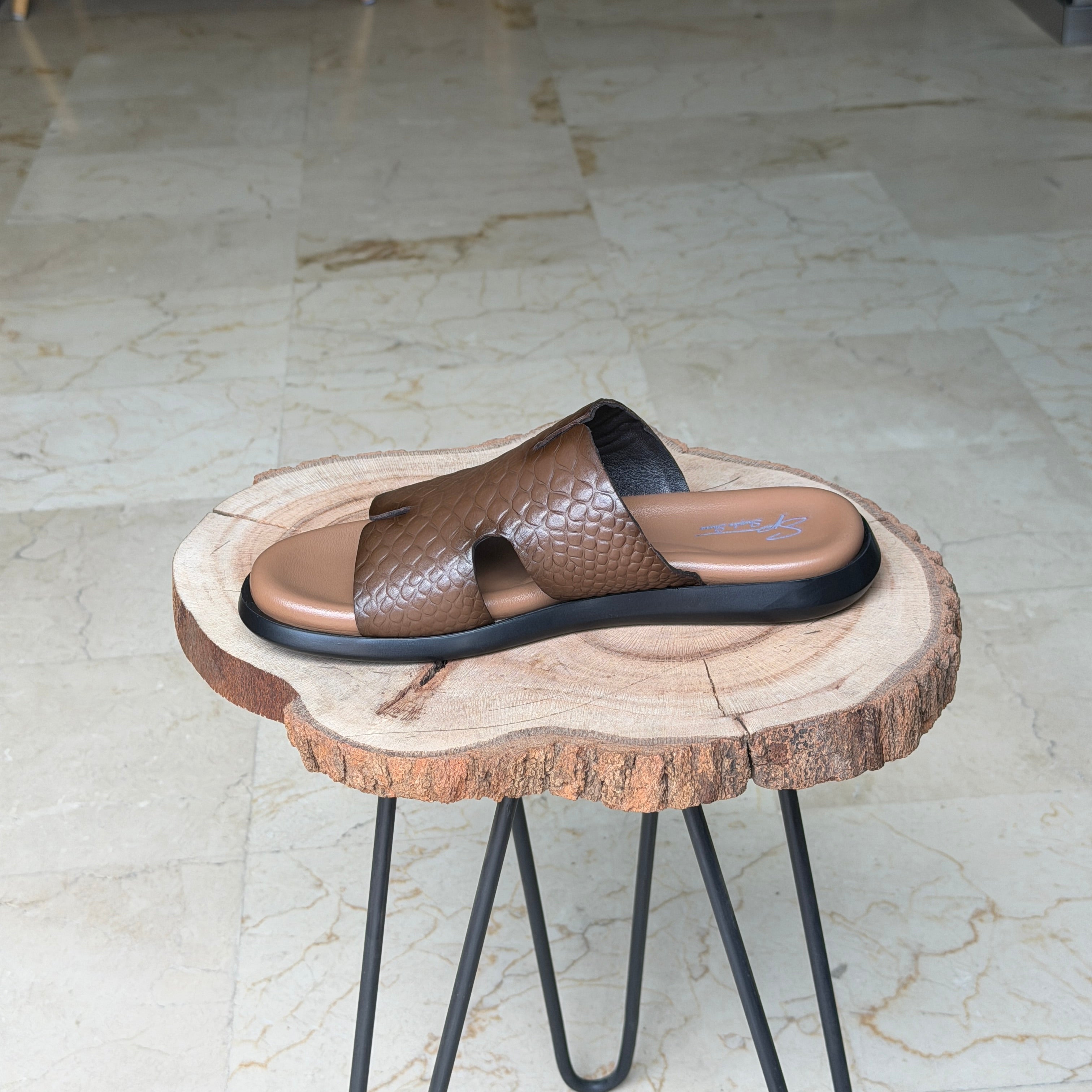 Sendale En Cuir Signateur 01  MARRON CLAIR 1012 CROCO - Shopilo Shoes