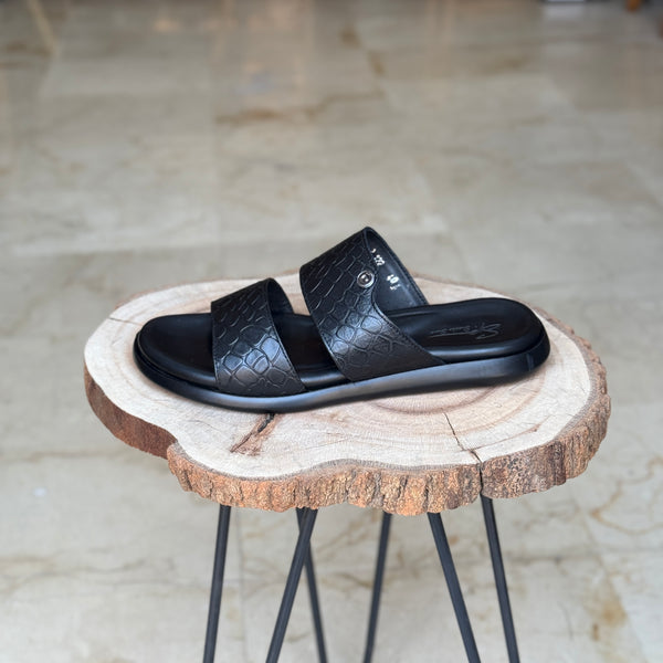 SANDALE EN CUIR RSE122 NOIR