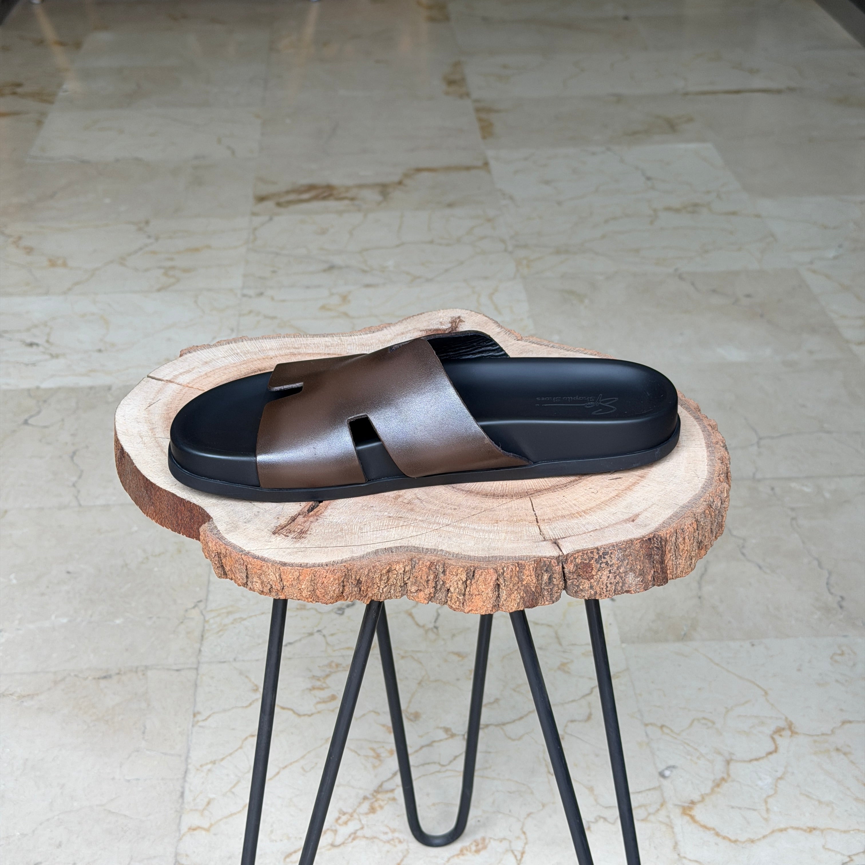 SANDALE EN CUIR Terra-Cuir 1978   Marron Taba