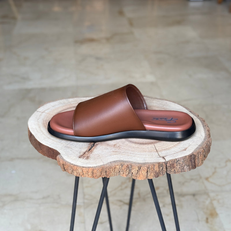 SANDALE EN CUIR RSE123 TABA