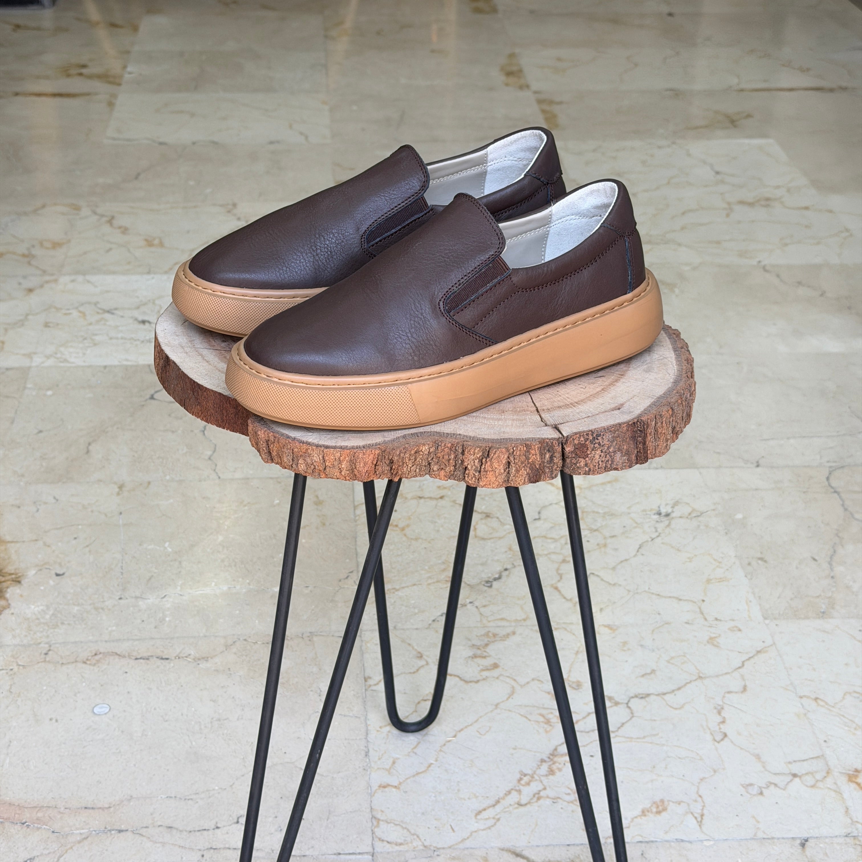 basket en cuir 0101 taba marron
