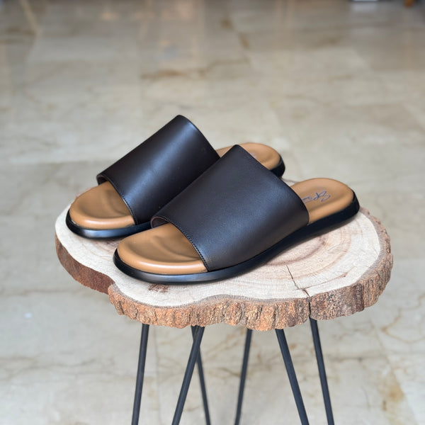 SANDALE EN CUIR RSE123 MARRON