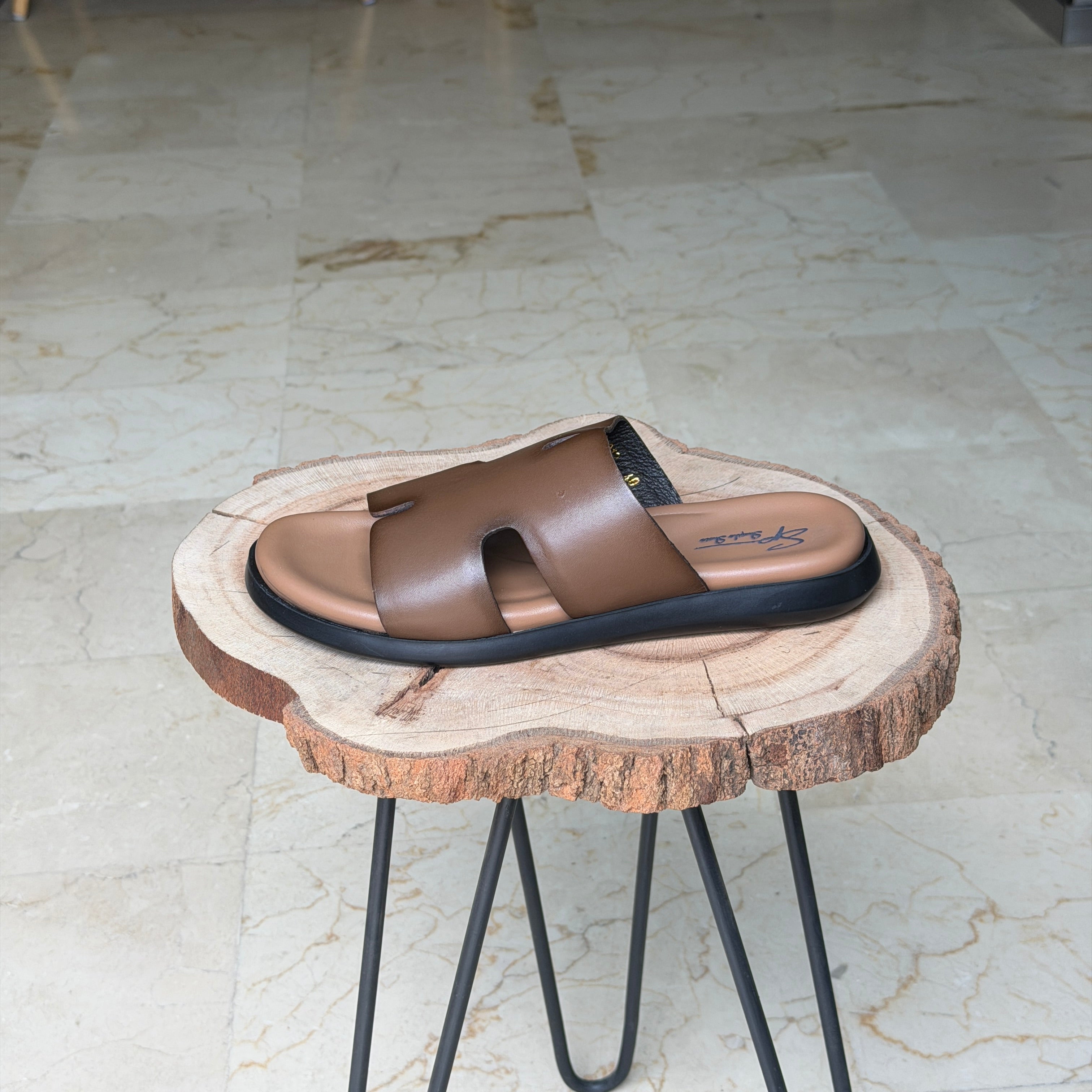 Sendale En Cuir Signateur 01  MARRON CLAIR 1012 - Shopilo Shoes