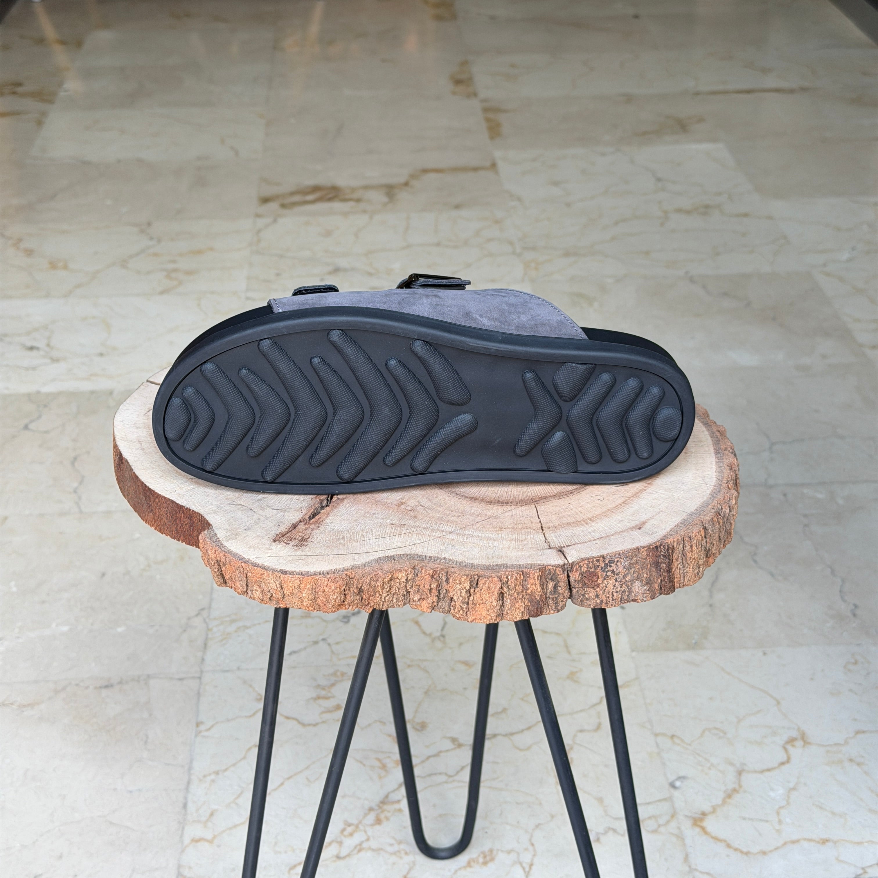 SANDALE EN CUIR Terra-Cuir 204 Gris Nubuck