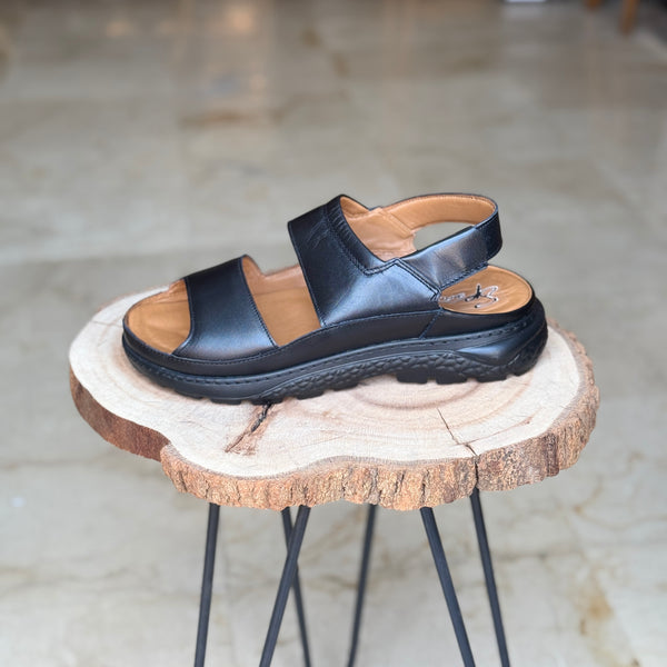 SANDALE EN CUIR ANS 420 NOIR