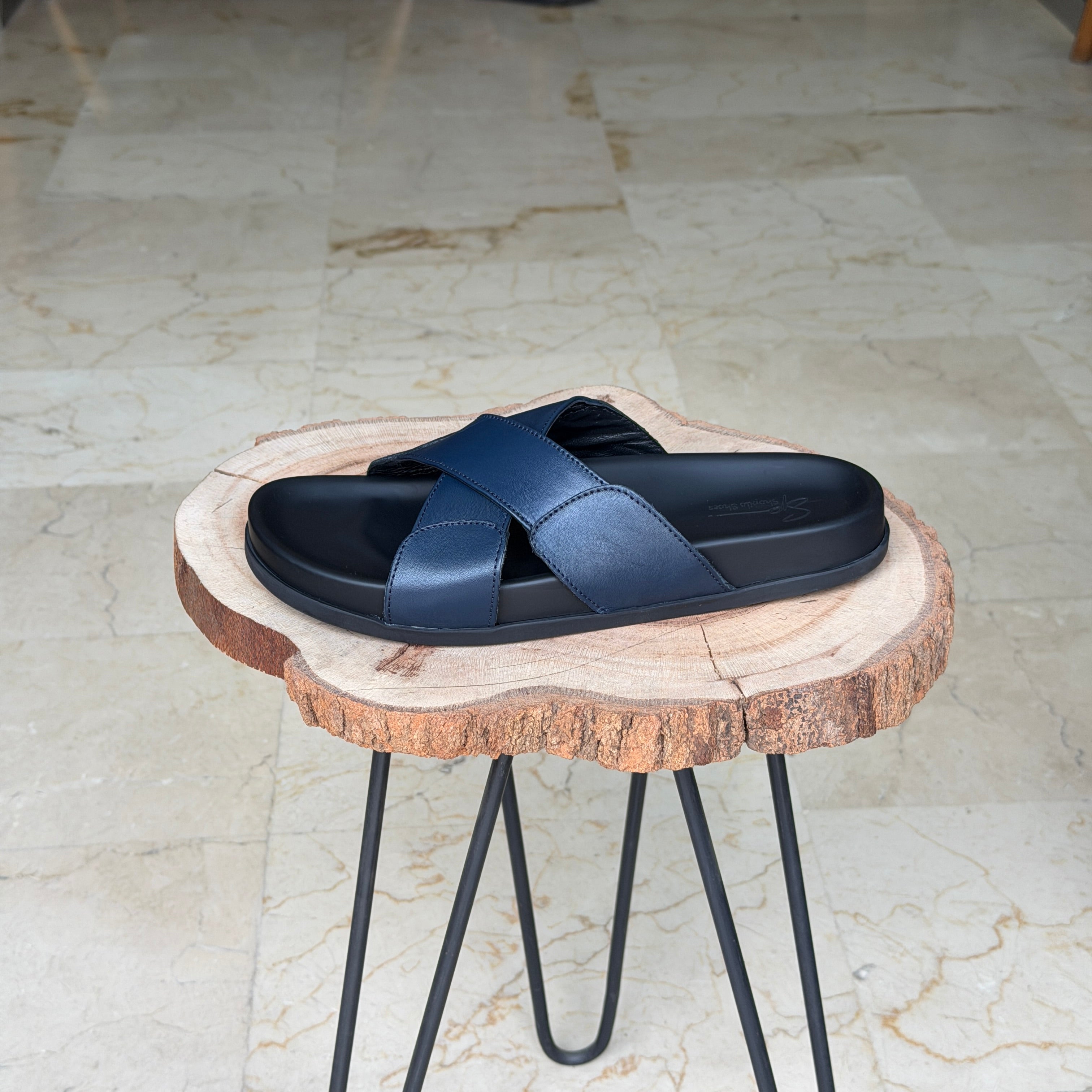 SANDALE EN CUIR Terra-Cuir 040 Bleu - Shopilo Shoes