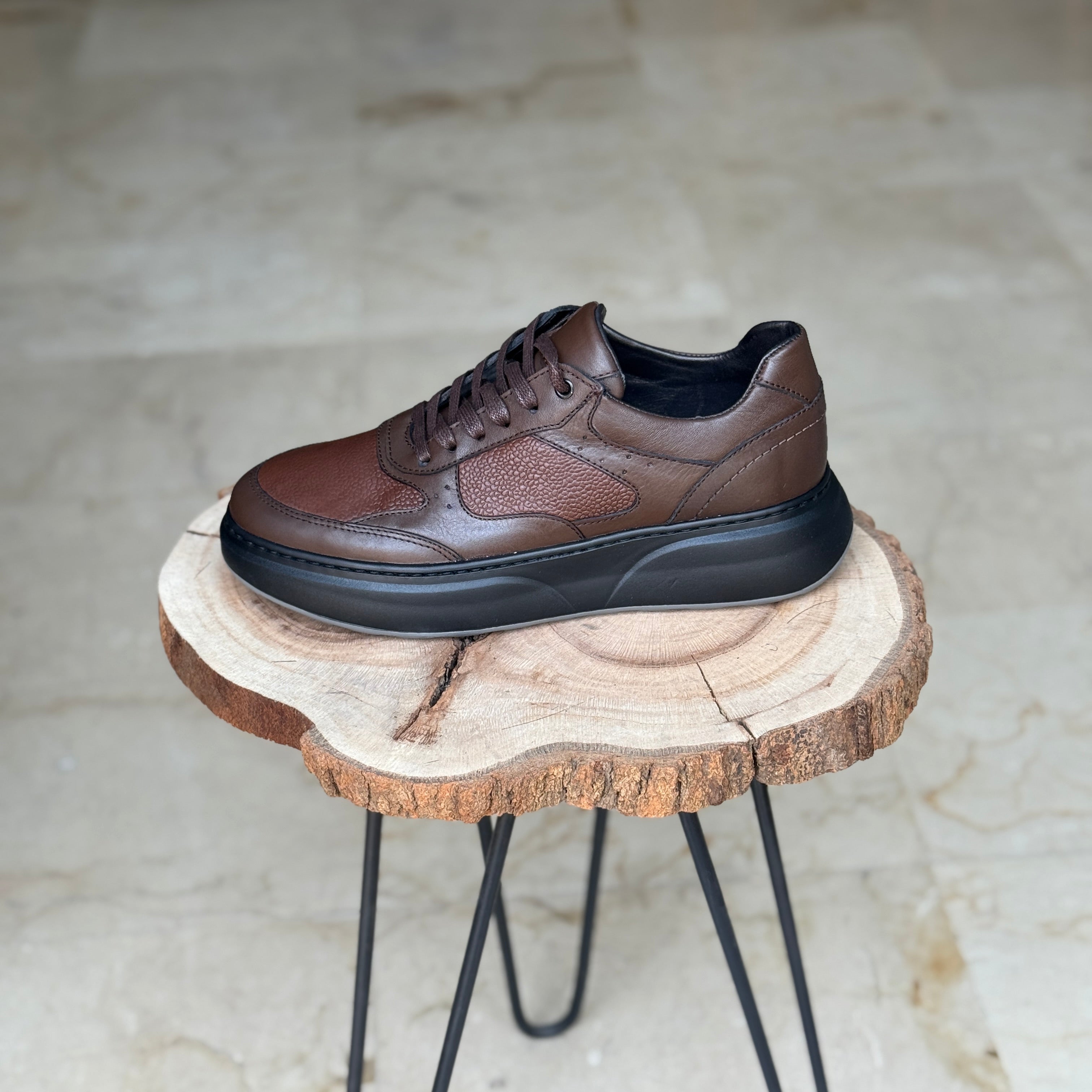 BASKET EN CUIR - 874 MARRON