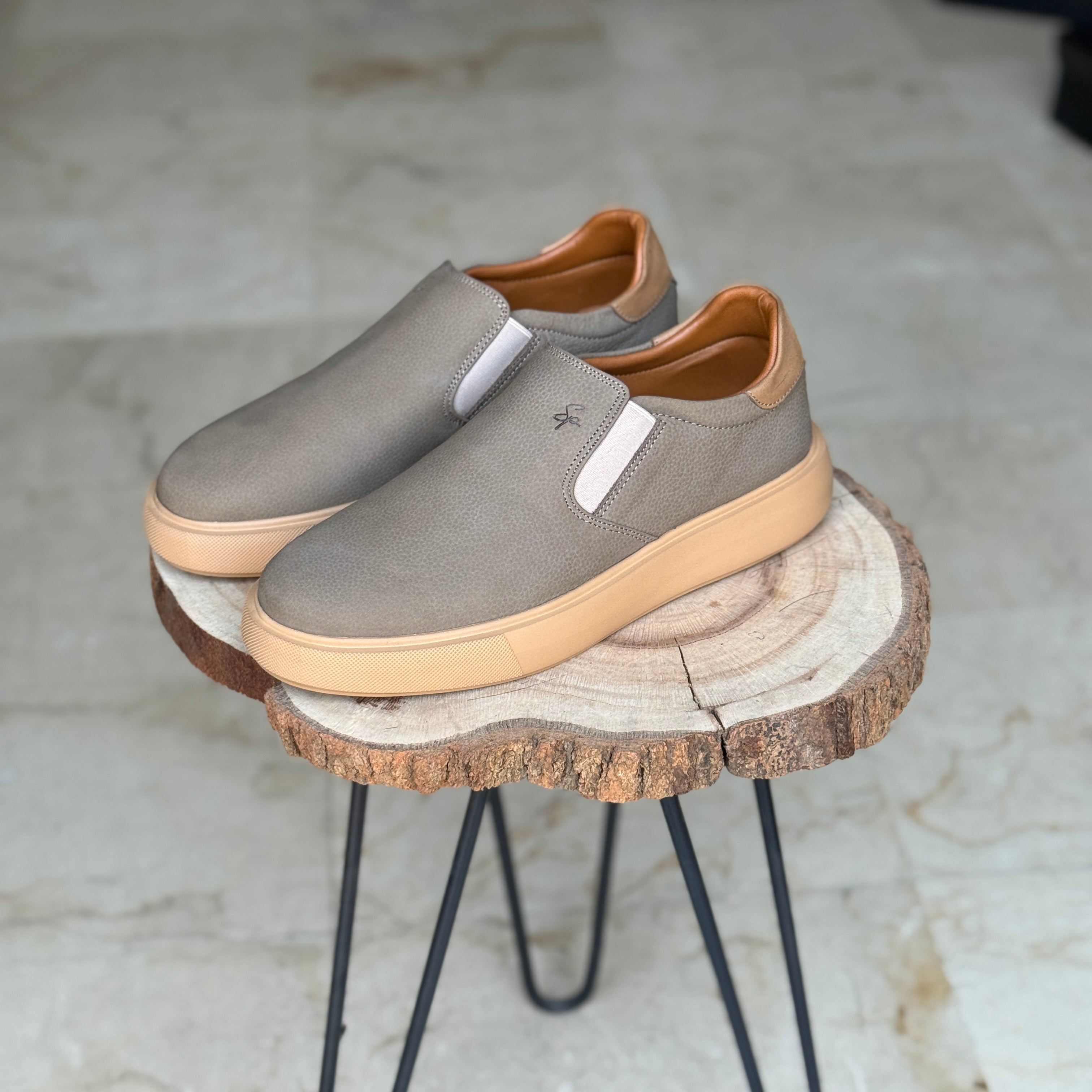 BASKET EN CUIR 816 BEIG NUBUCK