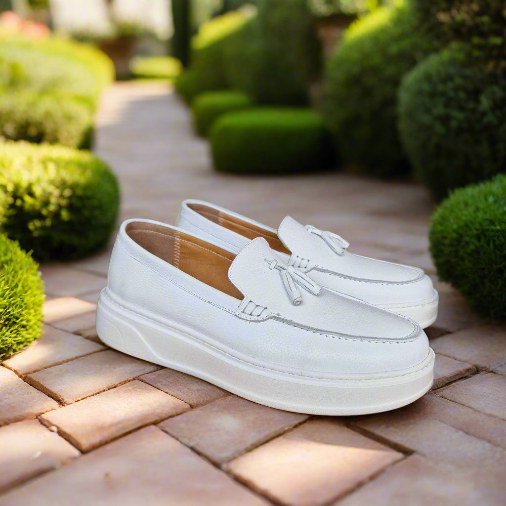 Mocassin En Cuir Adilux 1130 Blanc