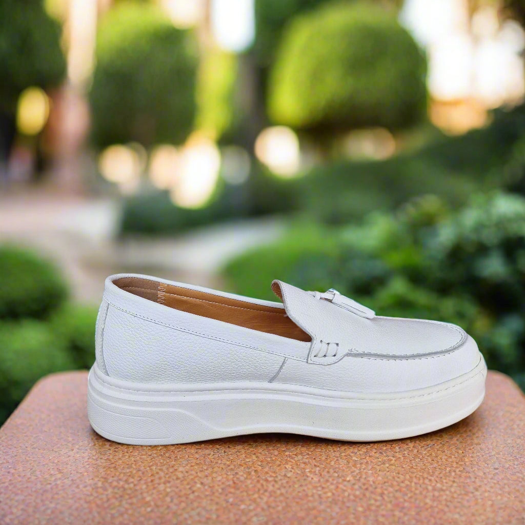Mocassin En Cuir Adilux 1130 Blanc
