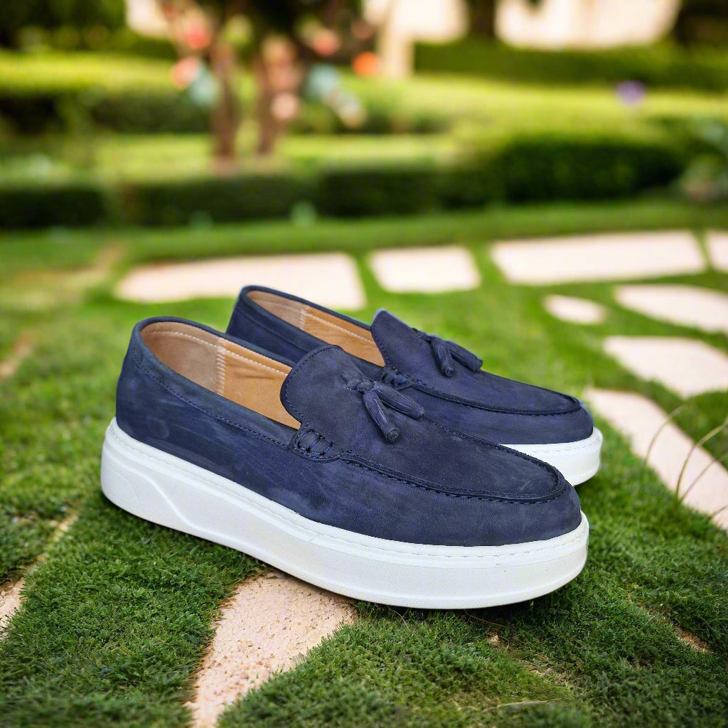 Mocassin En Cuir Adilux 1130 Bleu