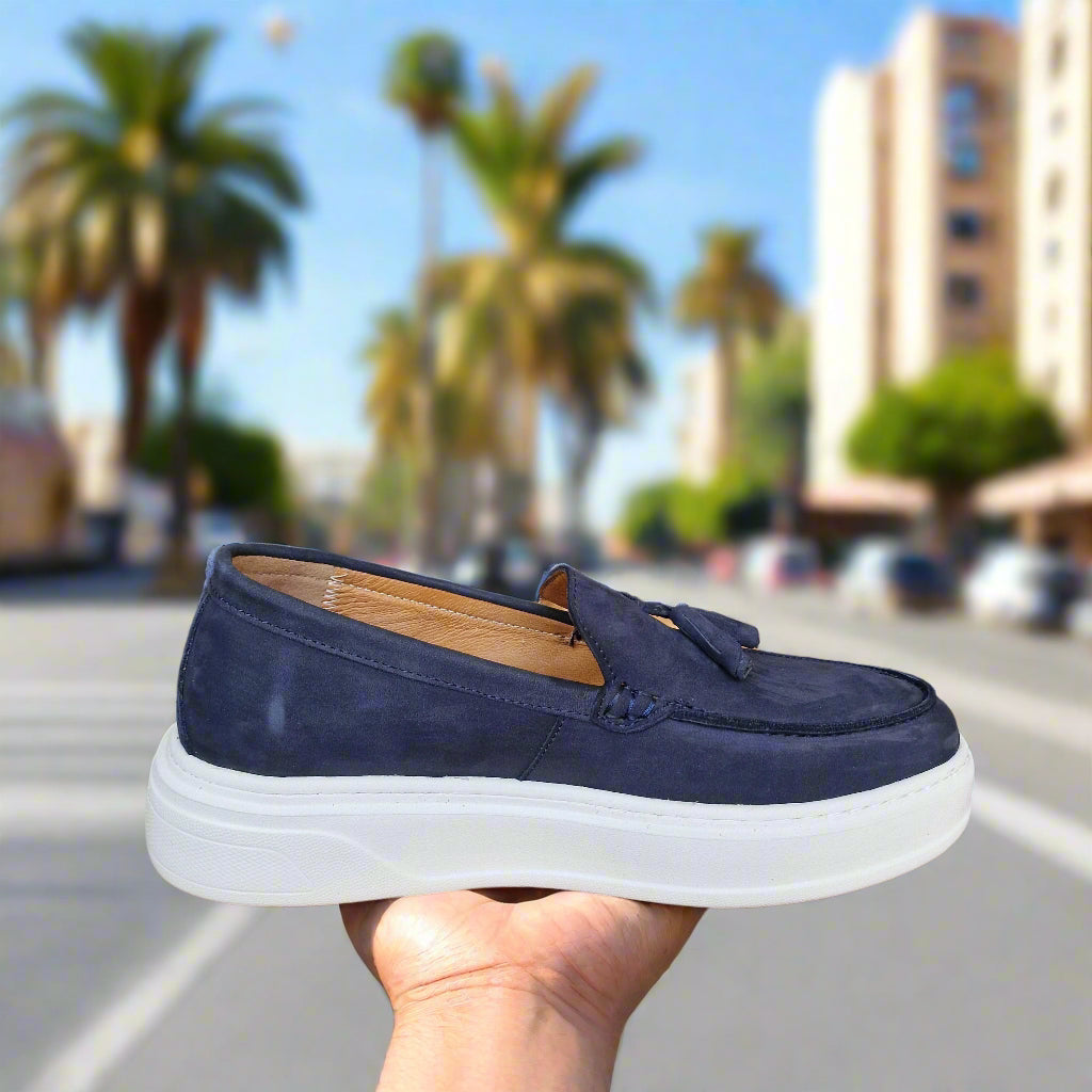 Mocassin En Cuir Adilux 1130 Bleu