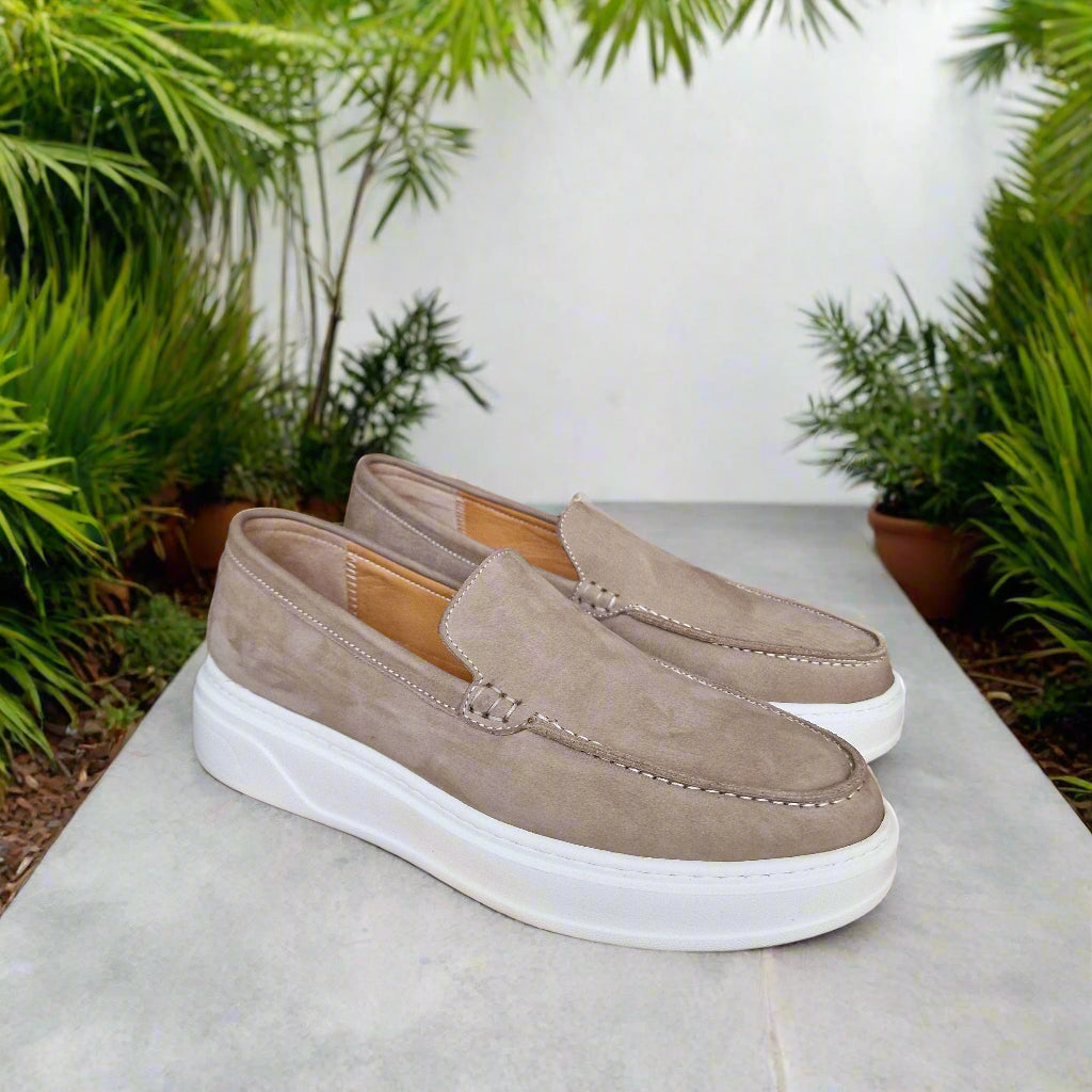 Mocassin En Cuir Adilux 1129 Beige