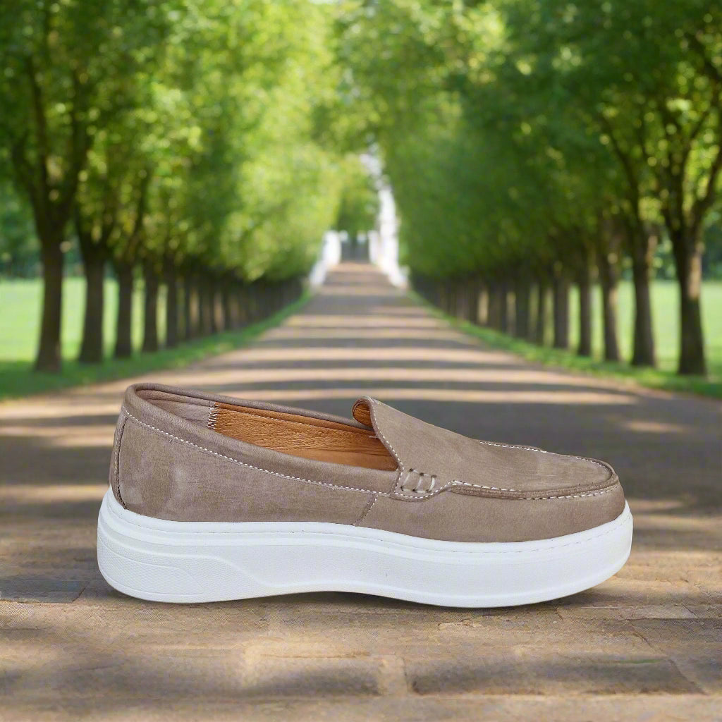 Mocassin En Cuir Adilux 1129 Beige