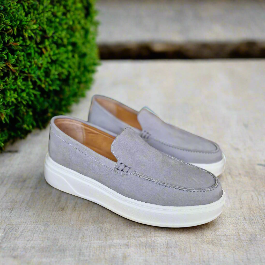 Mocassin En Cuir Adilux 1129 Gris