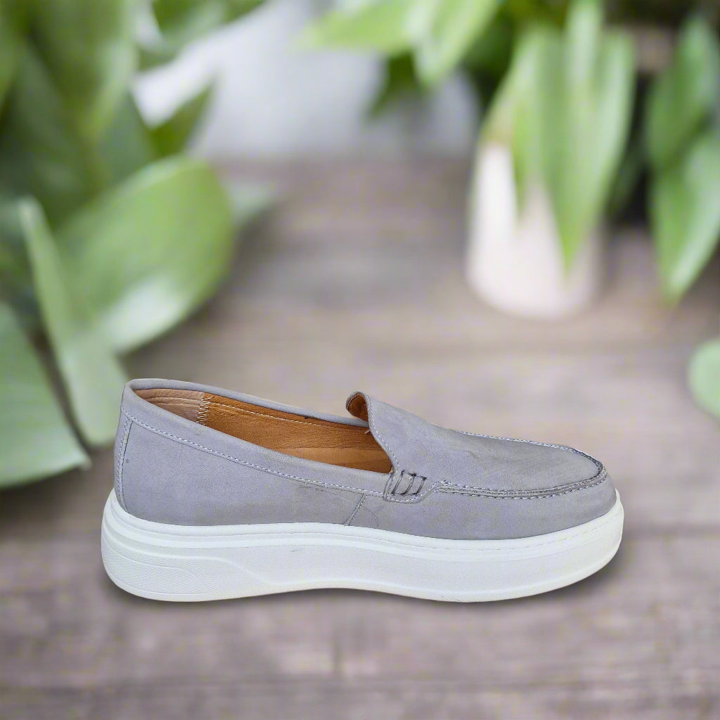 Mocassin En Cuir Adilux 1129 Gris