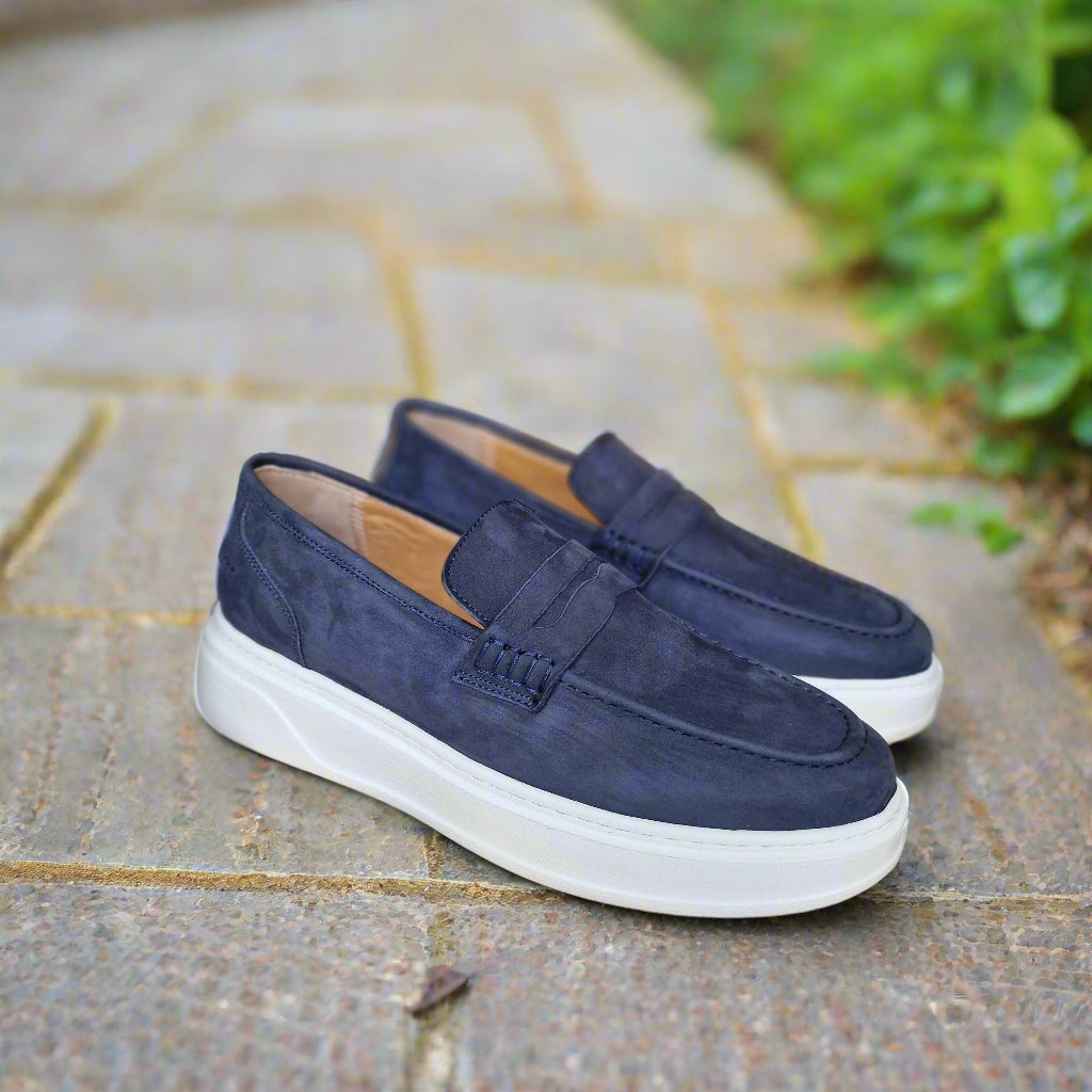 Mocassin En Cuir Adilux 1140 Bleu