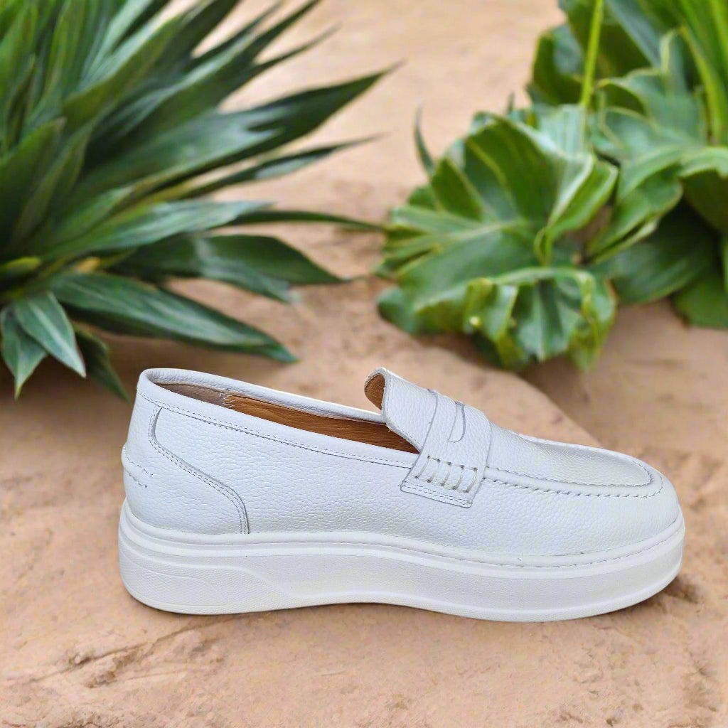 Mocassin En Cuir Adilux 1140 Blanc