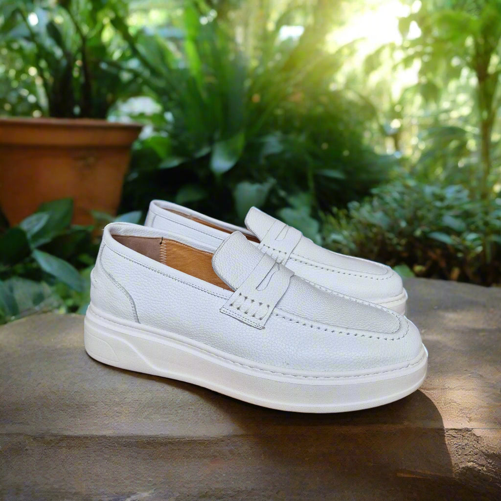 Mocassin En Cuir Adilux 1140 Blanc