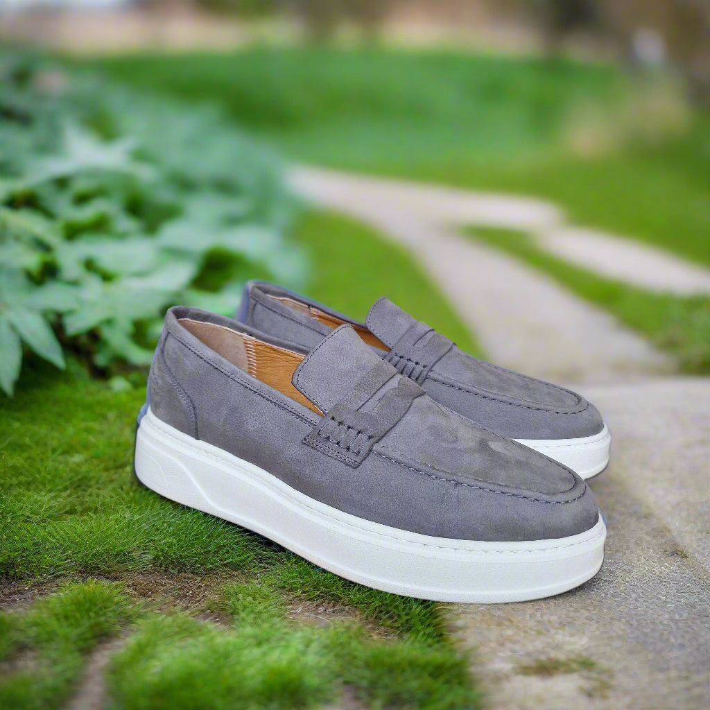 Mocassin En Cuir Adilux 1140 Gris