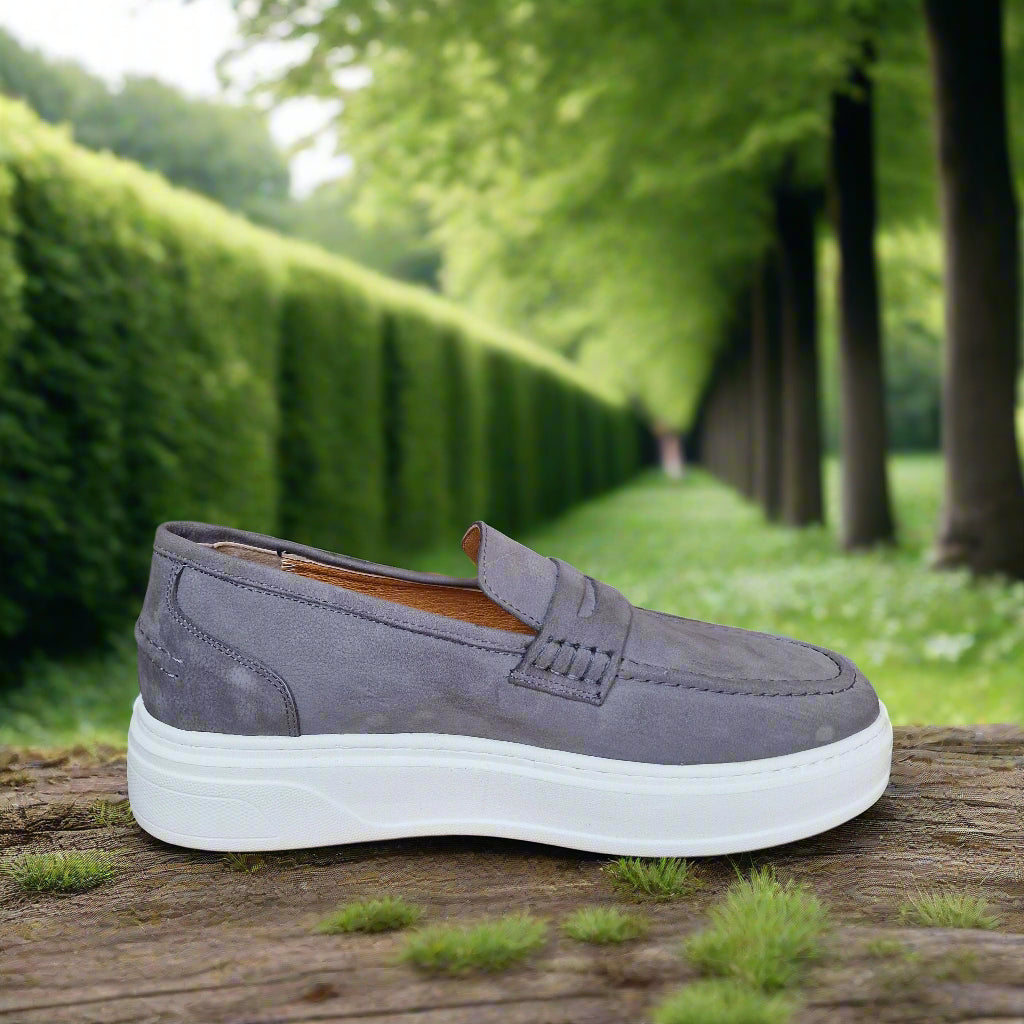 Mocassin En Cuir Adilux 1140 Gris