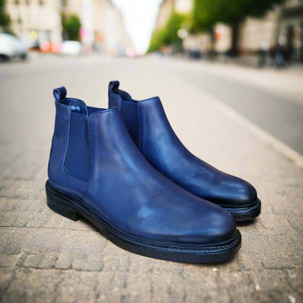 Bottine En Cuir Chelsea 6040 Bleu