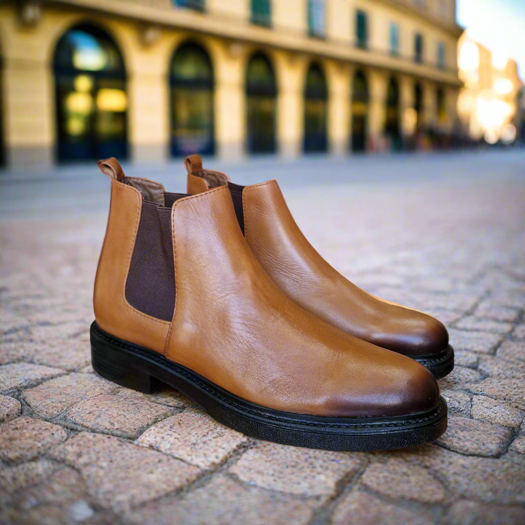 Bottine En Cuir Chelsea 6040 Taba