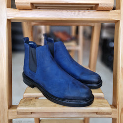 Bottine En Cuir Chelsea 6040 Bleu Nubuck