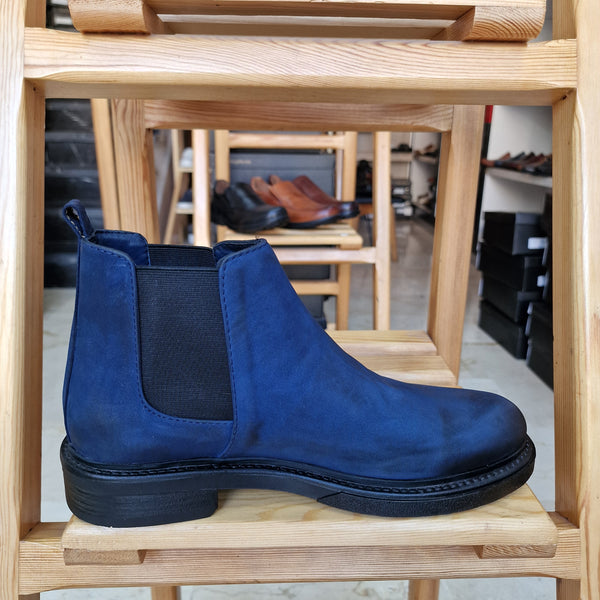 Bottine En Cuir Chelsea 6040 Bleu Nubuck