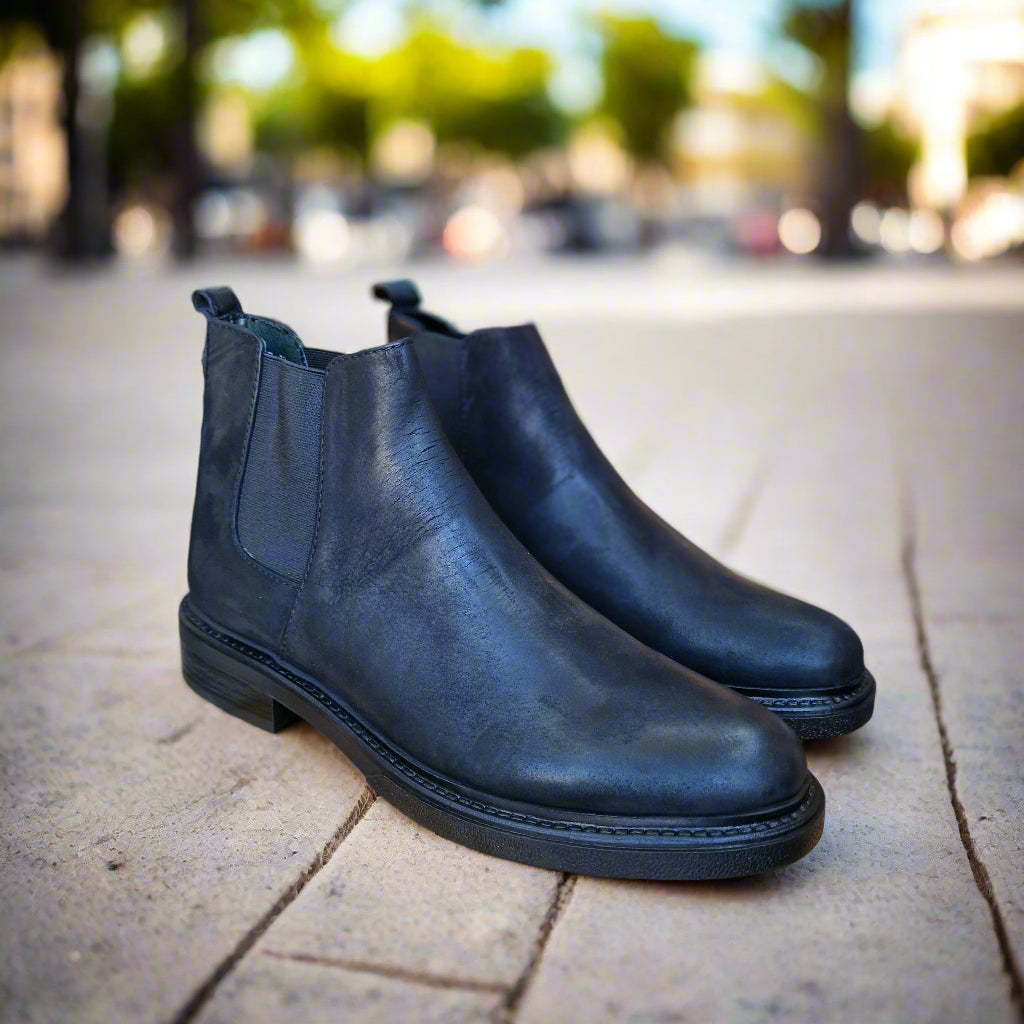 Bottine En Cuir Chelsea 6040 Nubuck Noir