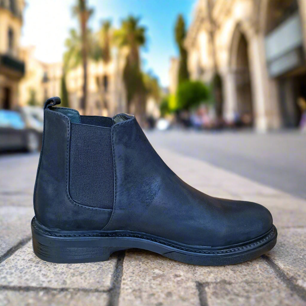 Bottine En Cuir Chelsea 6040 Nubuck Noir