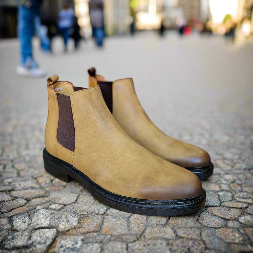 Bottine En Cuir Chelsea 6040 Taba Nubuck