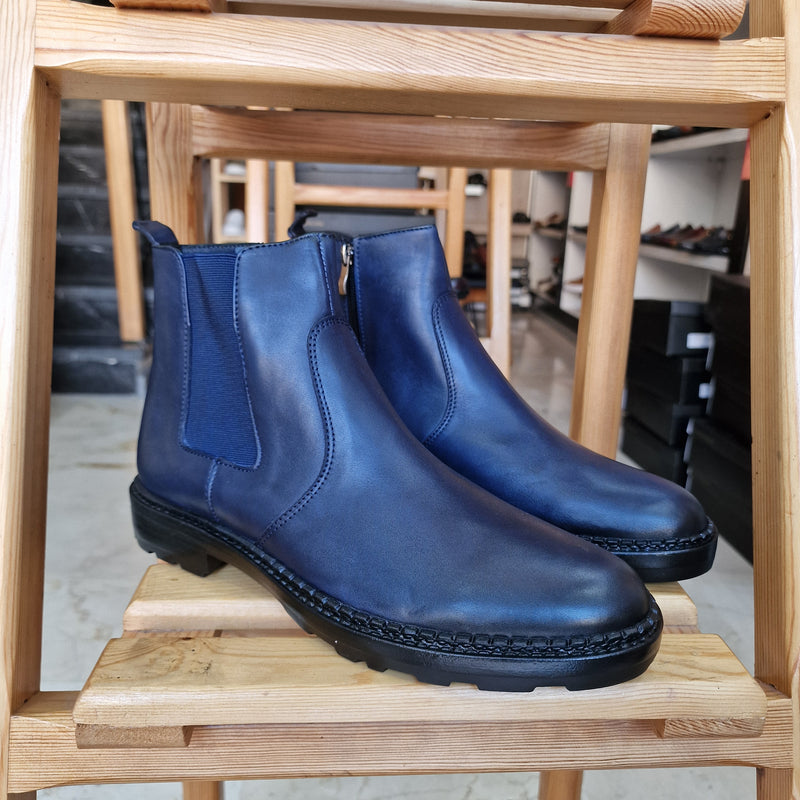 Bottine En Cuir 6007 Bleu