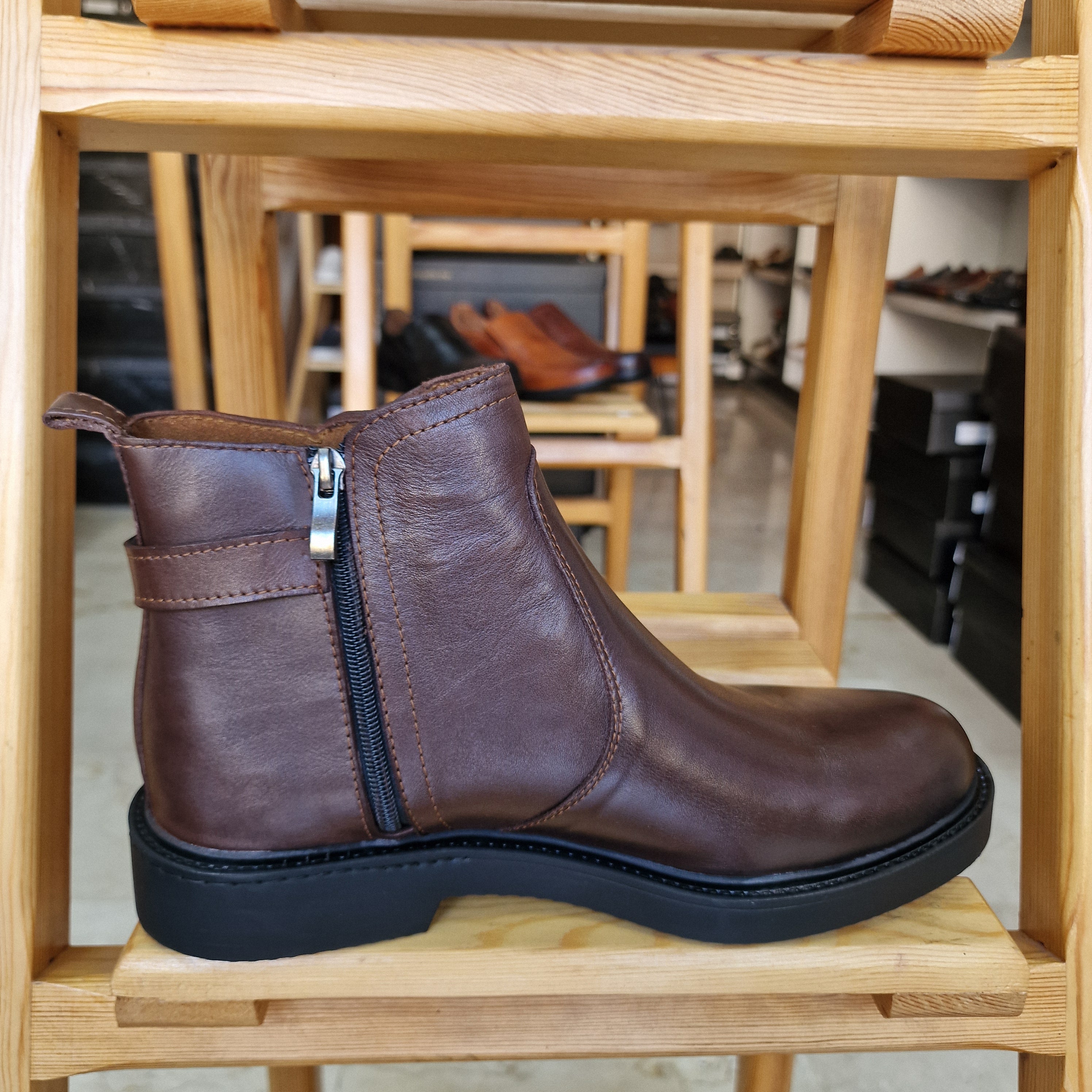 Bottine En Cuir 400 Léger Marron Foncé GP