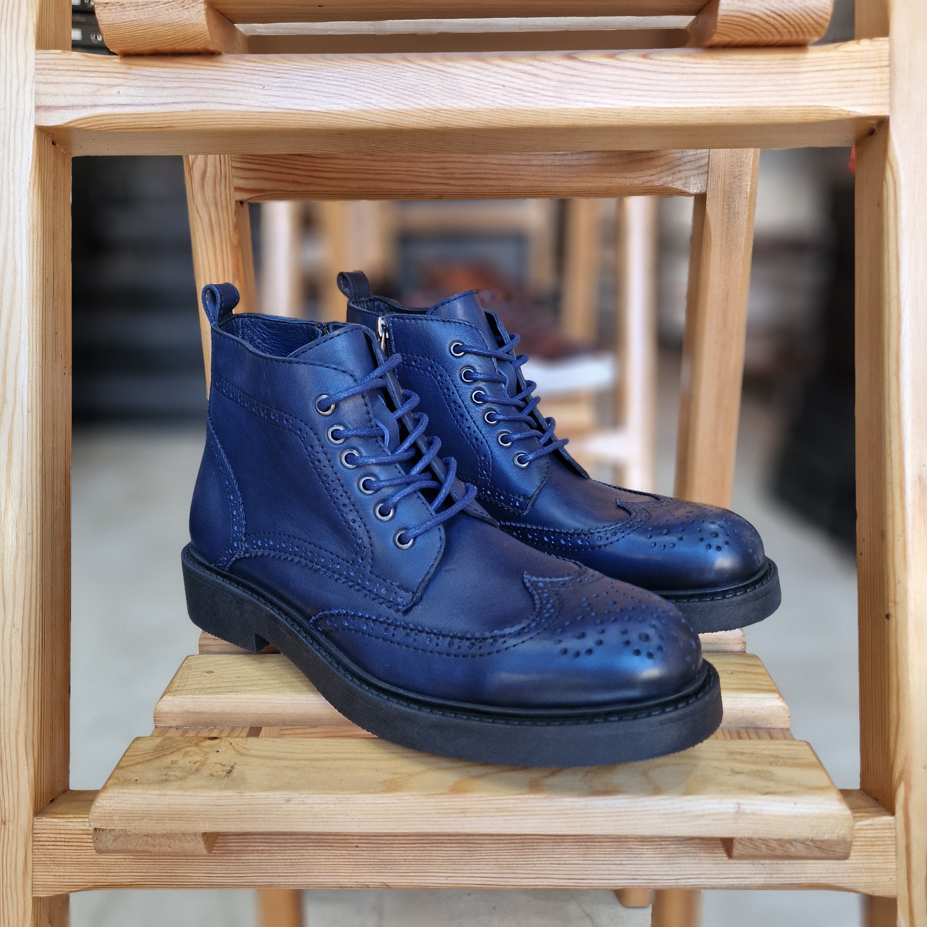 Bottine En Cuir 2023 Richilio Bleu