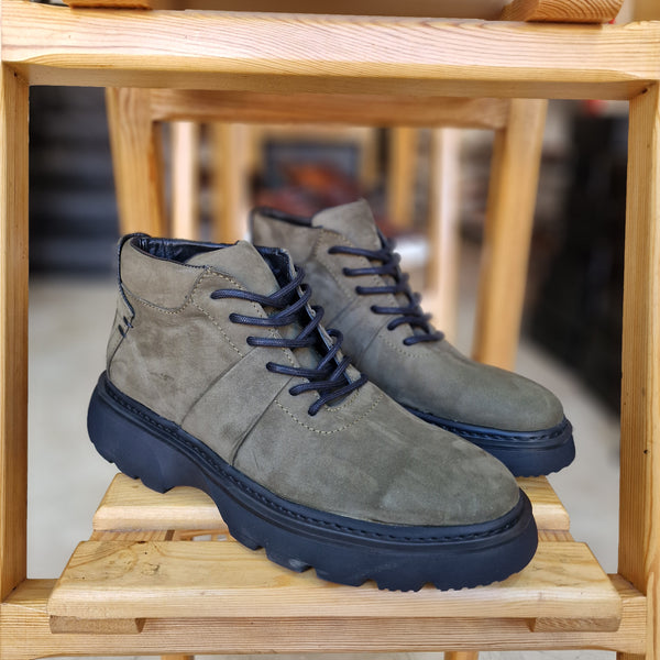 Bottine En Cuir 788 Vert Nubuck