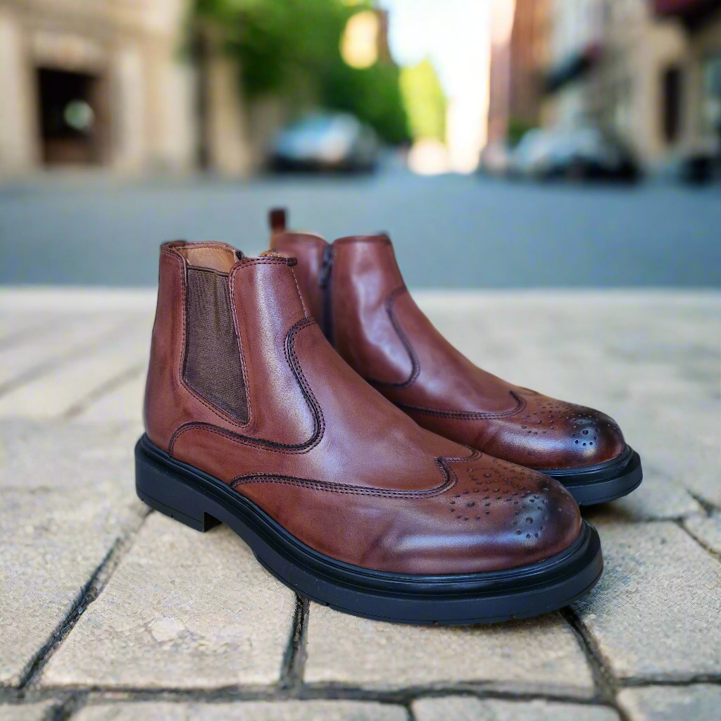 Bottine En Cuir 1704 Marron Foncé cfc