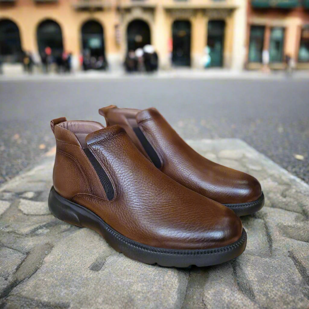 Bottine En Cuir Marron Foncé