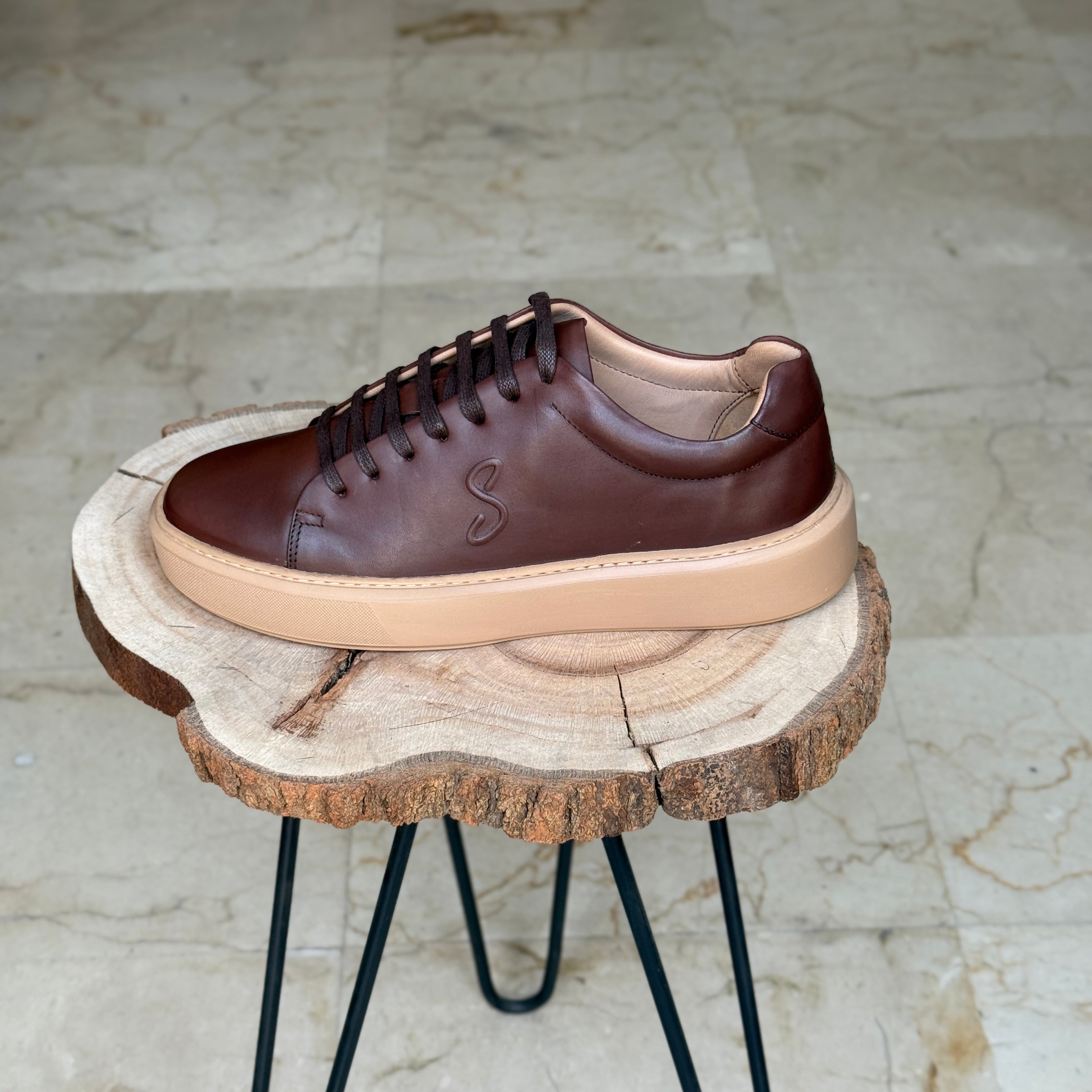 BASKET EN CUIR  L’ALLURE 719 MARRON
