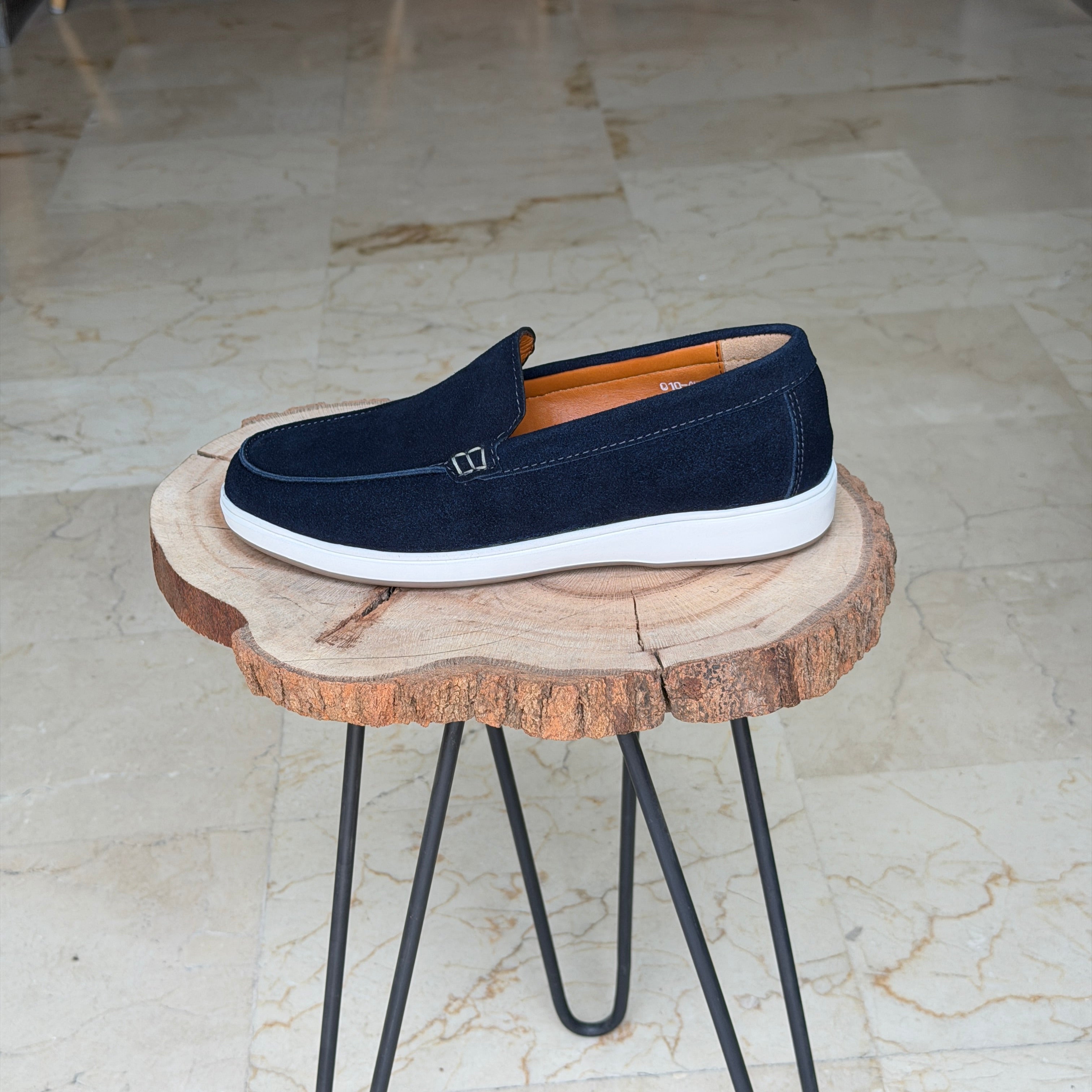 MOCASSIN EN DAIM EURO PIANA 010 BLEU MARINE - Shopilo Shoes