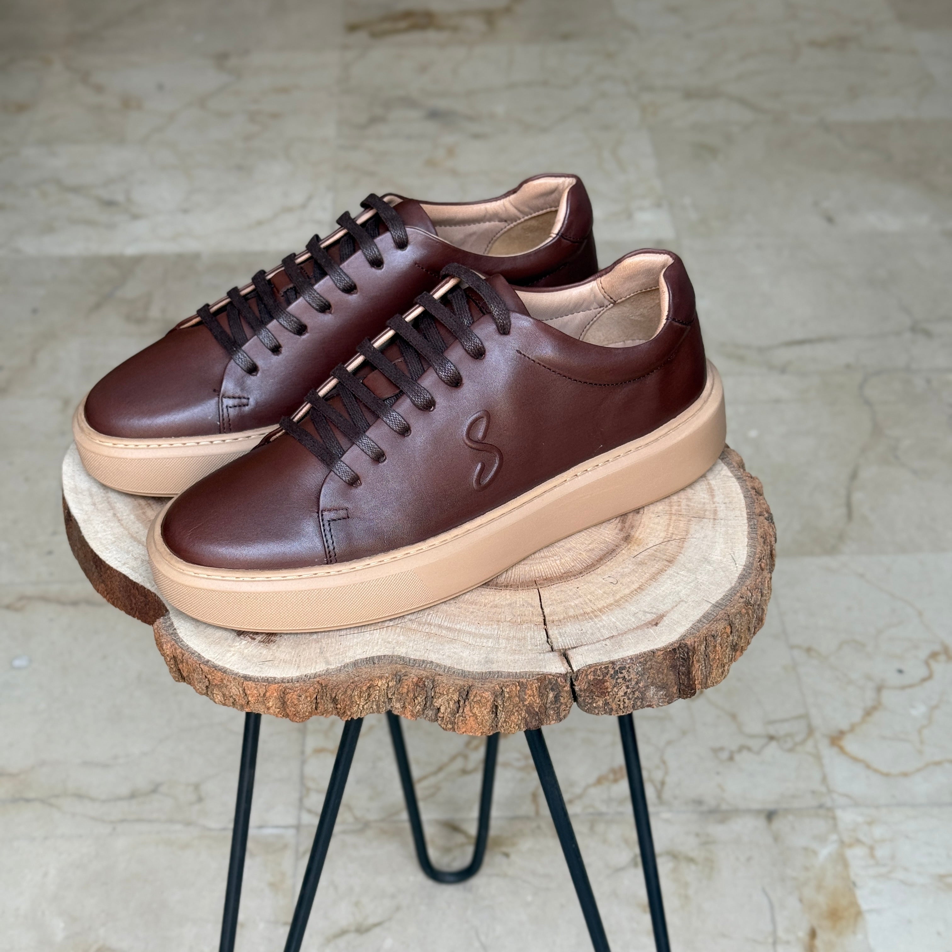BASKET EN CUIR  L’ALLURE 719 MARRON