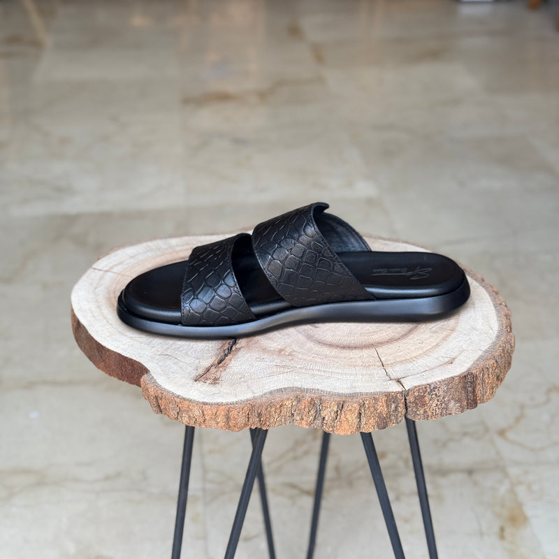 SANDALE EN CUIR RSE122 NOIR