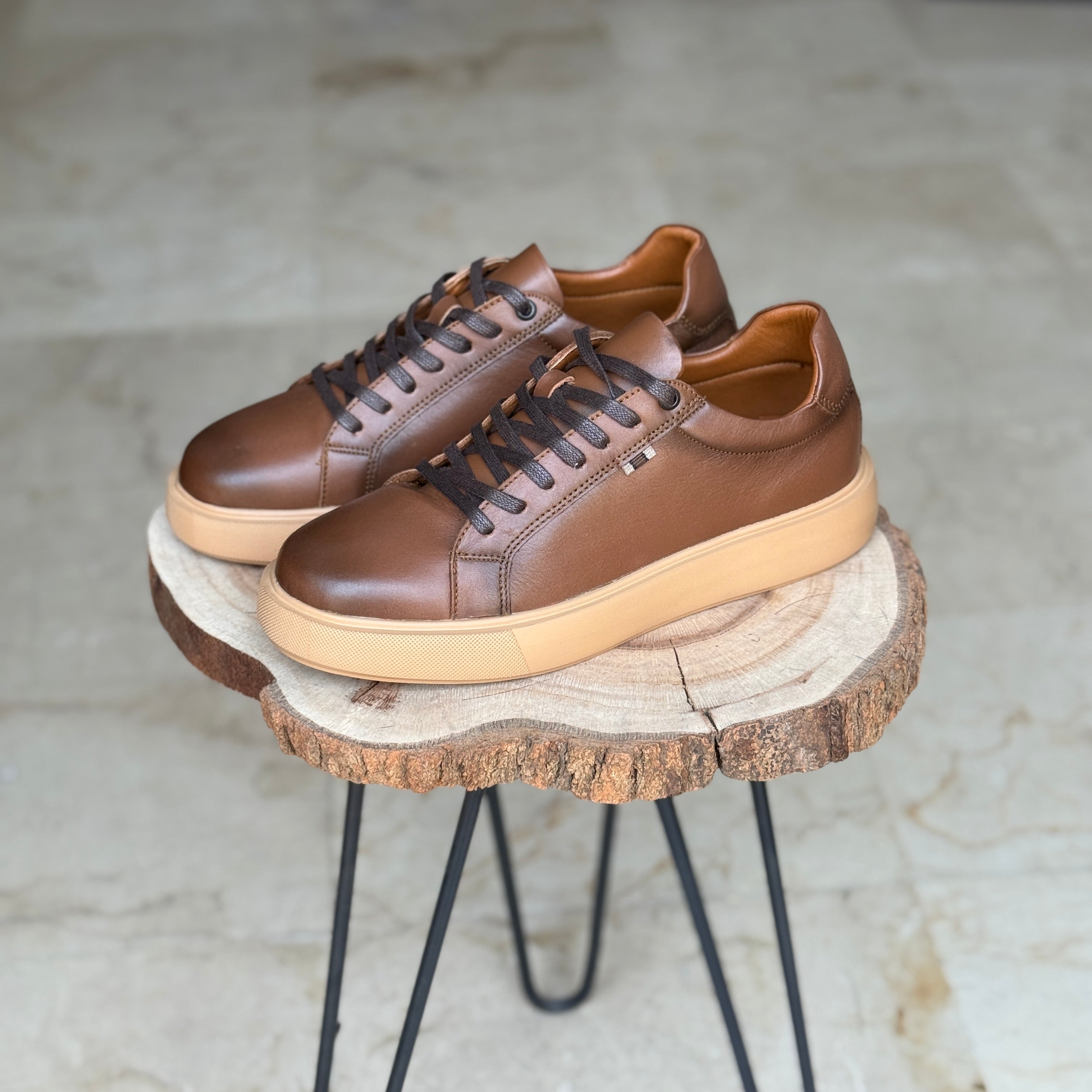 BASKET EN CUIR 528 TABA CUIR