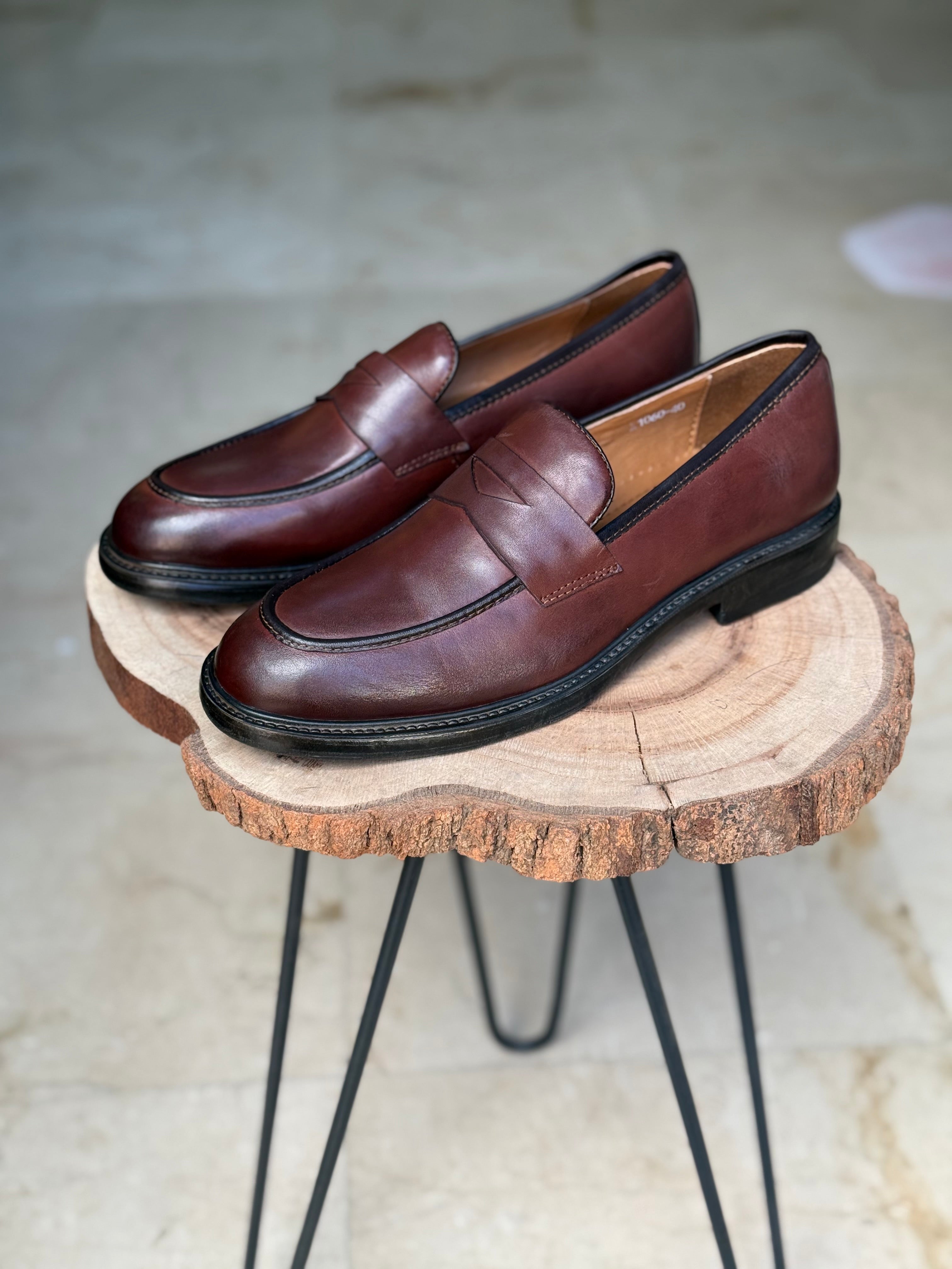 CHAUSSURES EN CUIR VÈRITABLES  REF: IT1060 MARRON FONCE - Shopilo Shoes