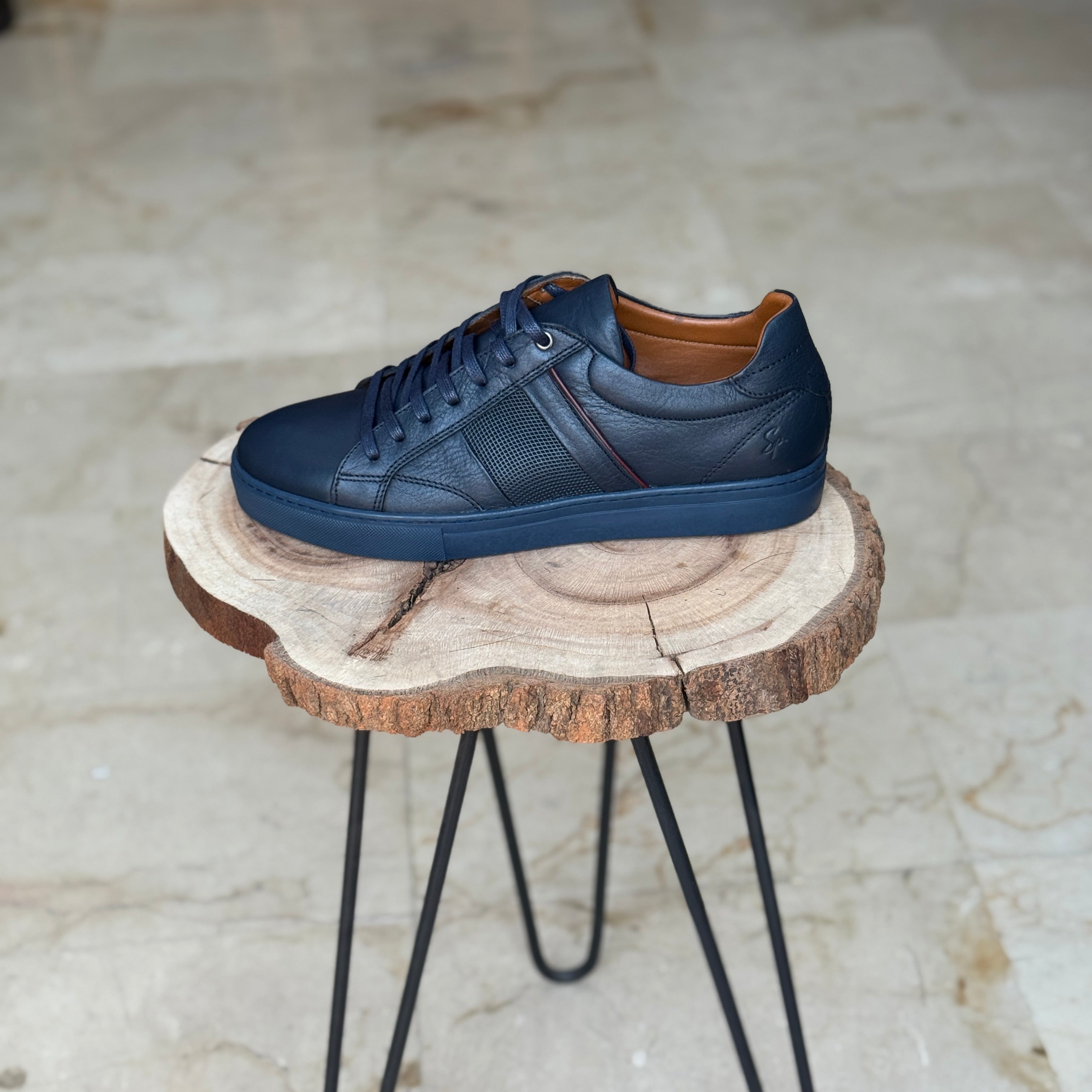 BASKET EN CUIR 718 BLEU
