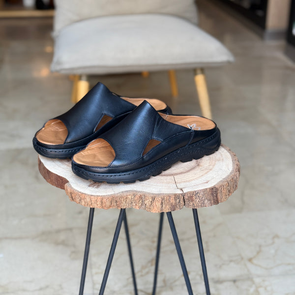 SANDALE EN CUIR ANS 411 NOIR