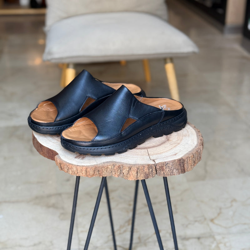 SANDALE EN CUIR ANS 411 NOIR