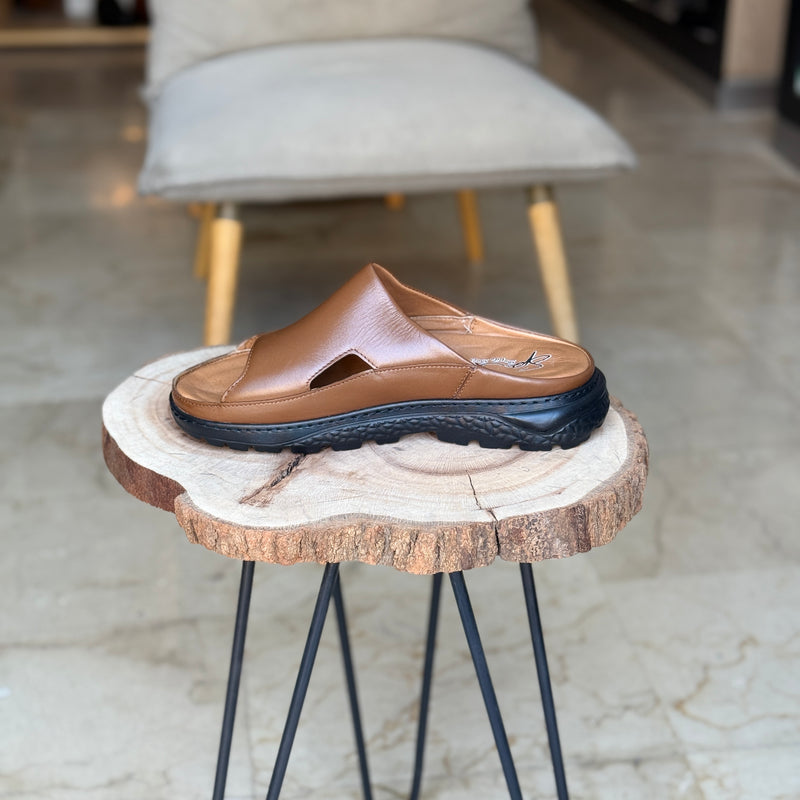 SANDALE EN CUIR ANS 411 TABA