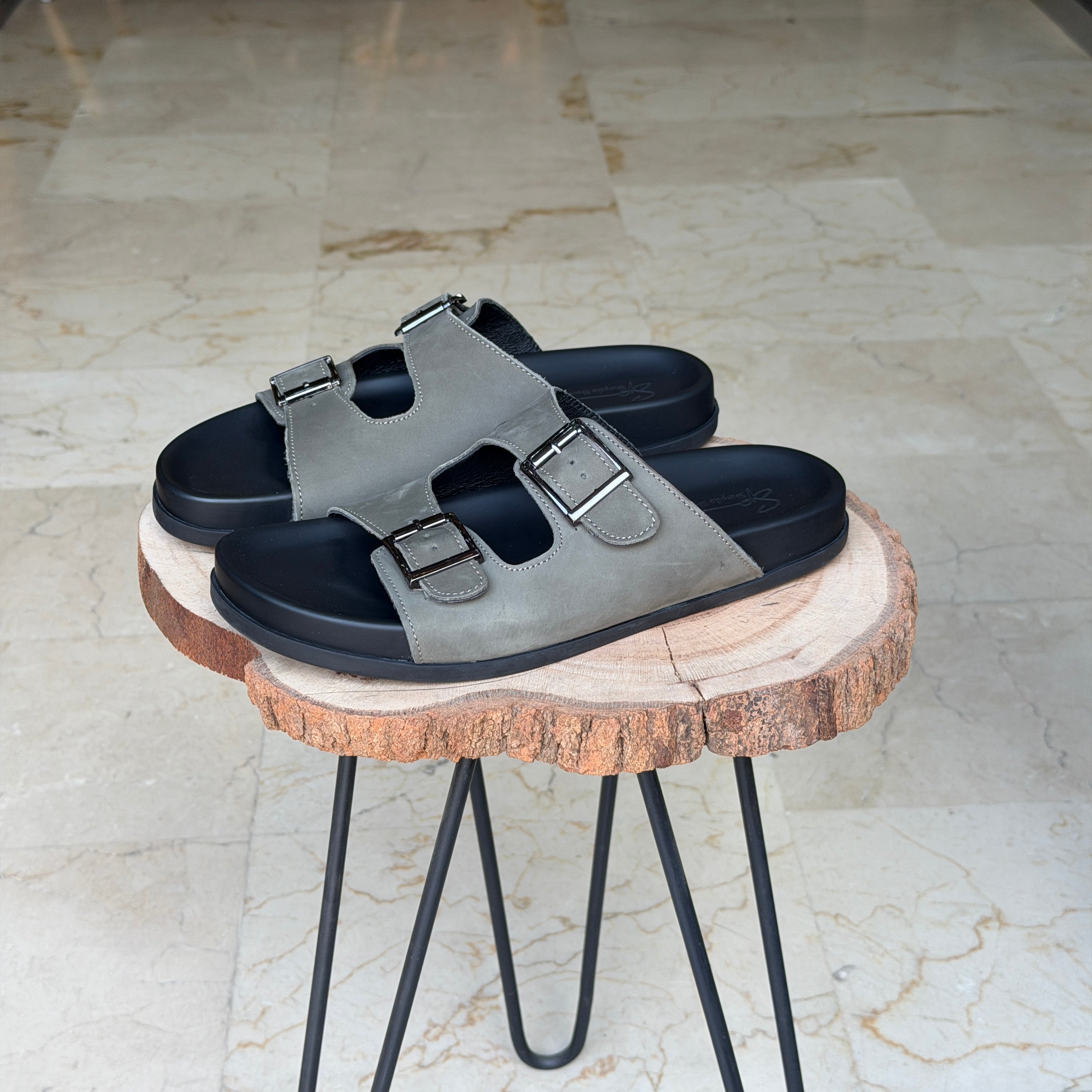 SANDALE EN CUIR Terra-Cuir 204  Vert Nubuck