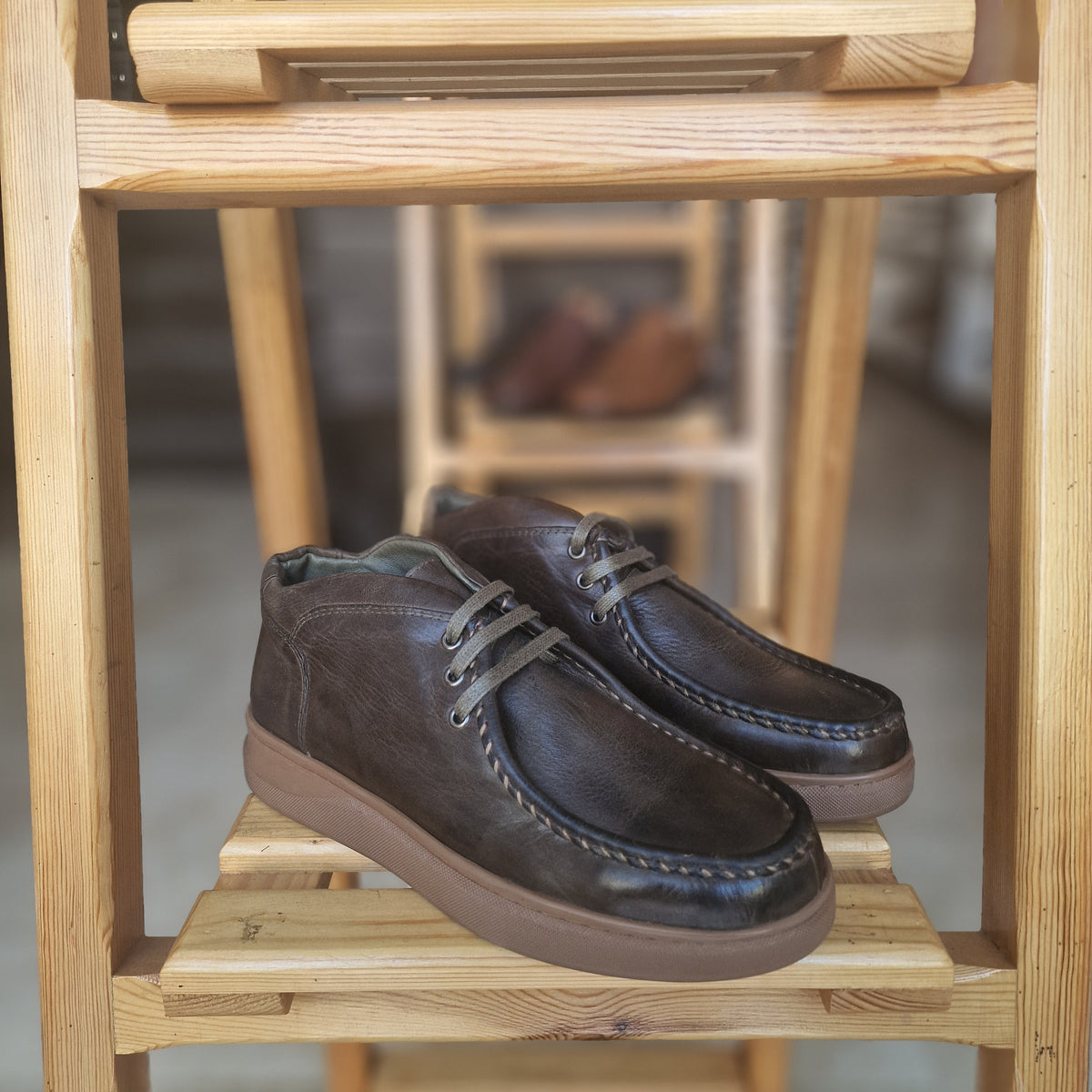 REF: 4001 BOTTINE EN CUIR VERT - Shopilo Shoes